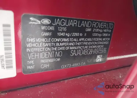 2017 Jaguar Xe 25T Premium из США, поврежденный, VIN SAJAD4BG8HA975976